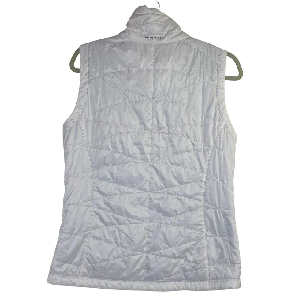 Columbia Omni-Heat White Quilted Puffer Vest Womens Medium Full Zip Insulated - Picture 3 of 16